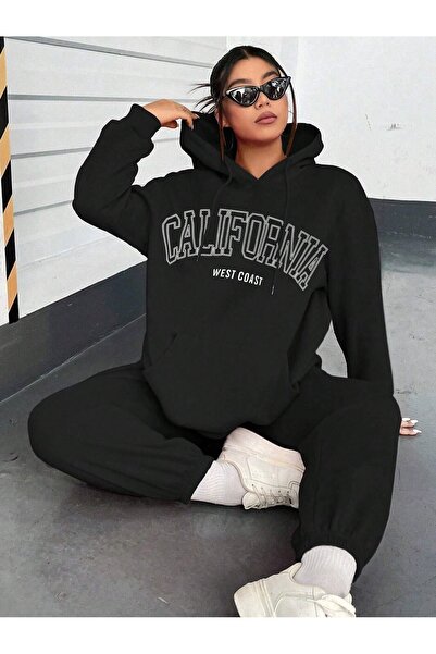 SeusCraft California W.C Φούτερ Φούτερ Jogger - Μαύρο εμπριμέ κάτω μέρος Σετ ...