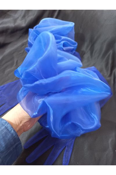 es moda shop Gemma Unwilling Saks Blue Frilly Gloves
