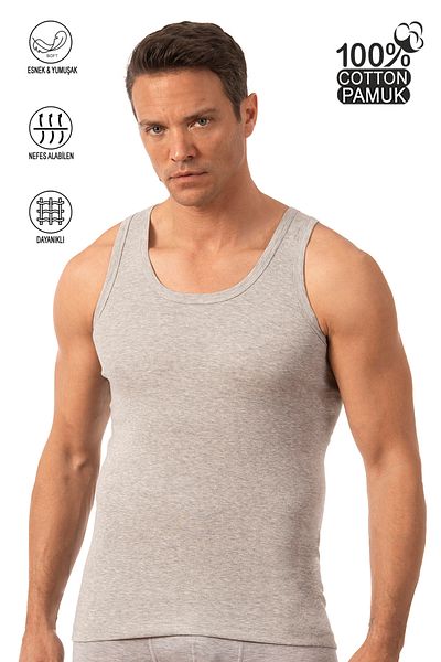 ÖZKAN underwear Özkan 0113 Men's 100% Cotton Rib Flexible Soft Thick Strap Undershirt