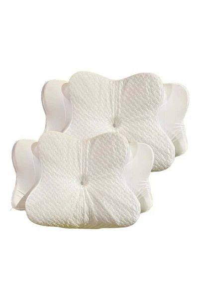 Karll Set of 4 Karll orthopedic neck pillows, memory foam/bamboo fiber, white, 40 x 60 x 12-14