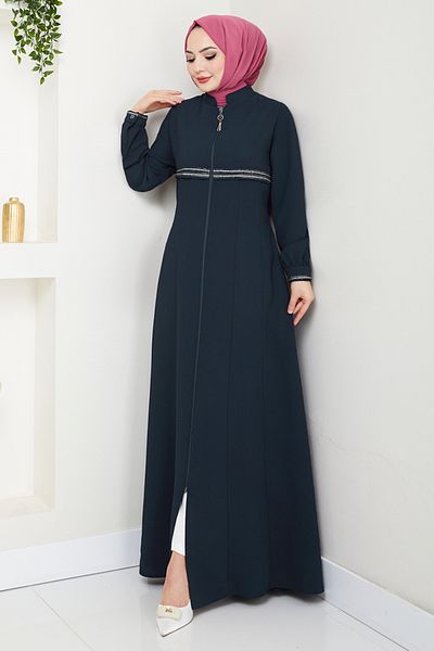 ModaMerve Sim Transitional Hijab Ferace 1012ESL1097-M Navy