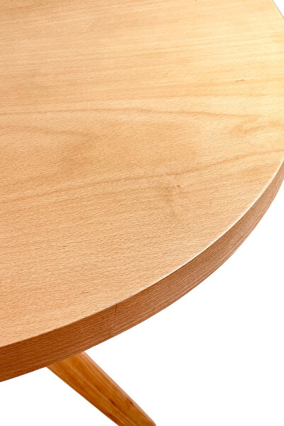 Woodenbend Albert Natural Ahşap Yuvarlak Masa Sandalye Takımı 100x100 İskandinav Bohem 4 Hazeran Sandalyeli