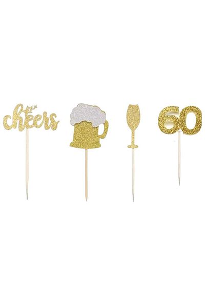 Karll Set of 48 cake decorations, acrylic, gold