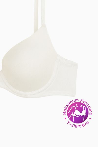 Wonna Eva - t Shirt Bra Without Padding Maximum Grip and Seamless Form - Stay Thick Strap - Ecru - 2531