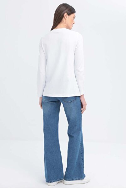 ALLDAY Μακρυμάνικο μπλουζάκι Lycra με κέντημα με λευκή αλυσίδα