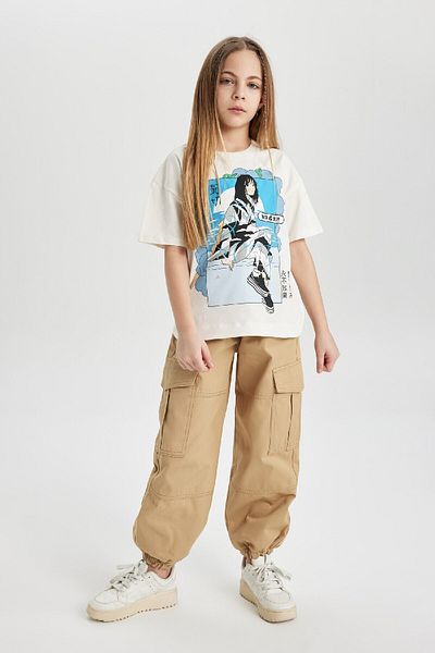 DeFacto Girl's Parachute Cargo Cotton Trousers C0447a824sp