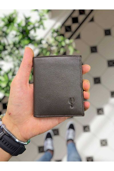 VİSSO 366 Genuine Leather Brown Men's Wallet Purse with Card Holder Compartment Bag