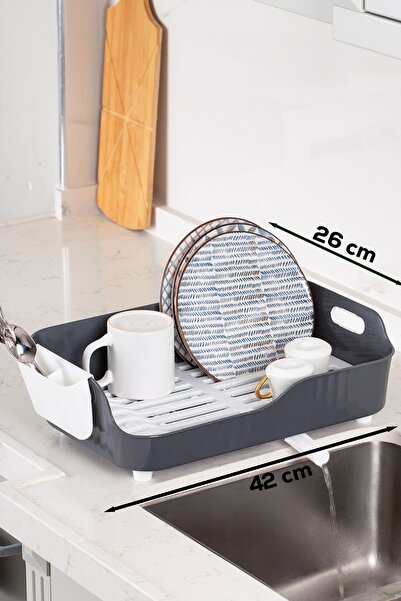 Grey Luxury Plate Dish Holder- Dish Basket with Directional Water Drain AKL-0640