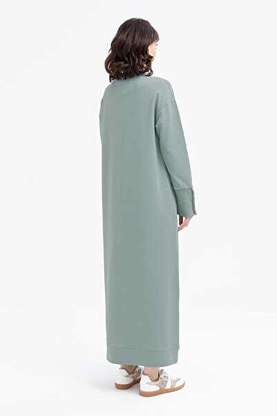 ALLDAY Laurel-Cuff Thick Ribbed Button Detailed Lycra Dress