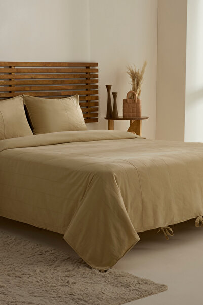 Karaca Home Carmine 100% Cotton Double Duvet Cover Set Beige