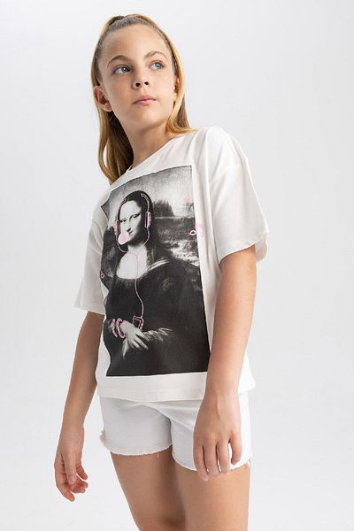 DeFacto Mona Lisa Print Girls T-Shirt - Relax Fit, Crew Neck, Short Sleeve A5233A823Hs