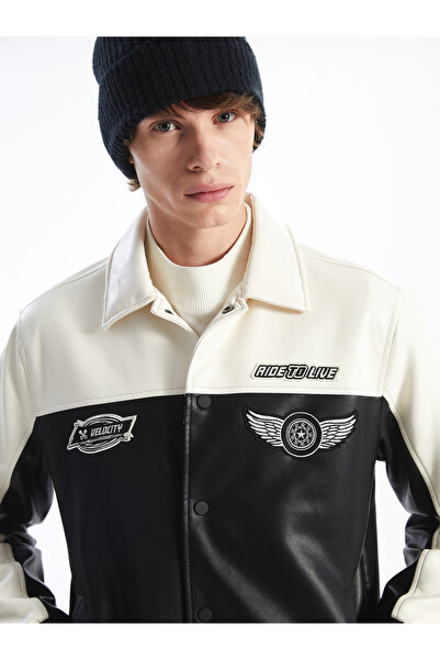 LC Waikiki Shirt Collar Men's Faux Leather Jacket