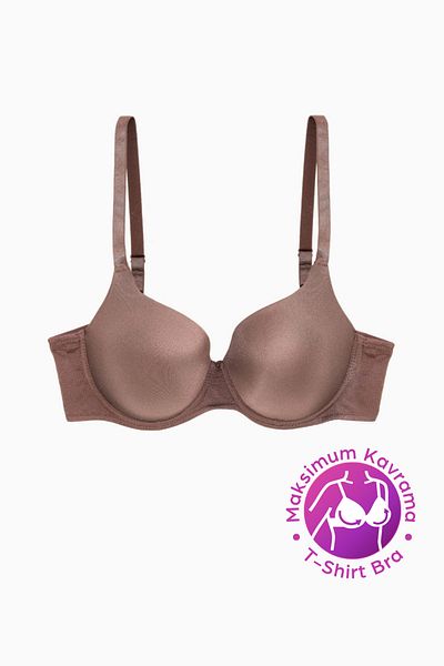 Wonna Eva T Shirt Bra - Μέγιστη λαβή χωρίς γέμιση - Σταθερό παχύ λουράκι - Μπρονζέ καφέ