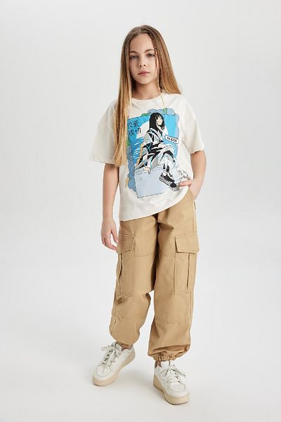 DeFacto Girl's Parachute Cargo Cotton Trousers C0447a824sp