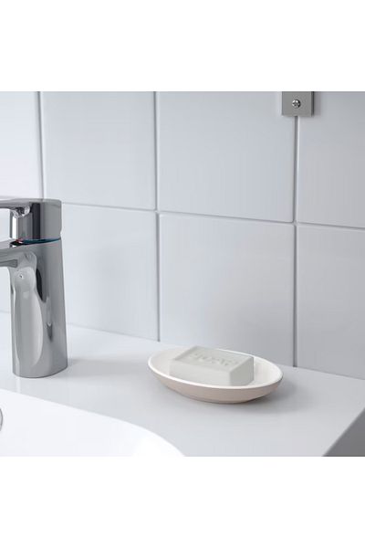IKEA EKOLN Soap Dish Beige 13x9 cm by IKEA - Stylish Stoneware for Bathroom & Small Items