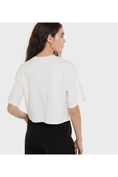 BCBG Crop T Shirt With Logo Embroidery At Left Sleeve For Women