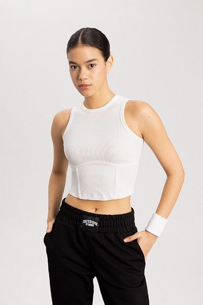 DeFacto Fit Slim Fit Korsett Look White Rib Sports Athlete B4224ax24sp