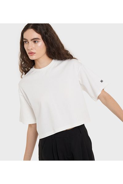BCBG Crop T Shirt With Logo Embroidery At Left Sleeve For Women