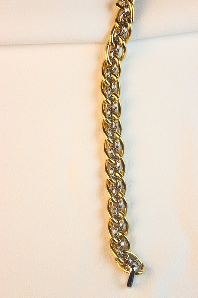 Dazzlecave 316L Stainless Steel Chain Detailed Gold-Silver Double Color Thick Women's Bracelet