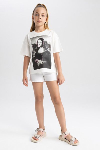 DeFacto Mona Lisa Print Girls T-Shirt - Relax Fit, Crew Neck, Short Sleeve A5233A823Hs