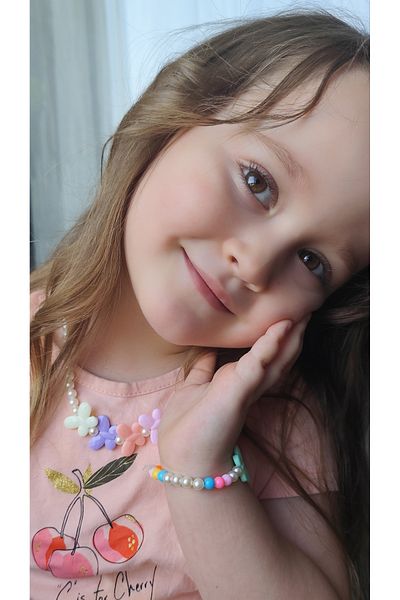 MYSTERY TAKI AKSESUAR Children's Colorful Butterfly Pendant Bracelet Set