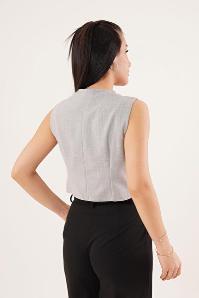 Hipo Trend Двобортний жилет сірого кольору з перехресним кроєм