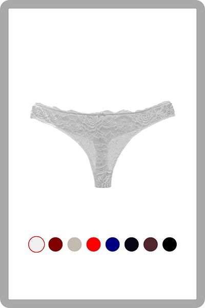 MİSTİRİK Stretchy and Soft Patterned White String Model Panties - Half Lace Table
