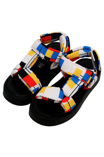 Dogo Women's Vegan Leather Multicolor Thick Sole Sandals - Bauhaus Birdie Design