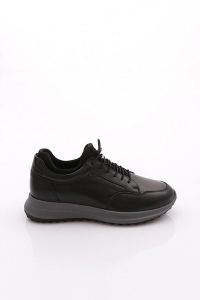 DGN Ανδρικά παπούτσια Sneakers με κορδόνια Γνήσιο δέρμα Μαύρο 263103616