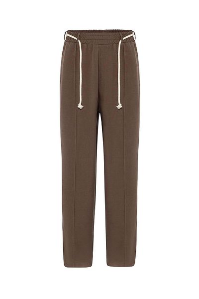 VAMOSCLO Belt Detailed Baggy Lyocell Trousers Brown