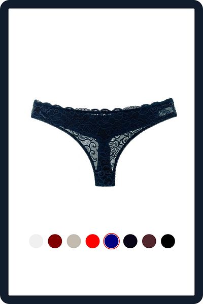 MİSTİRİK Navy Blue Table Model - Stretchy and Soft Patterned Panties with Half Lace