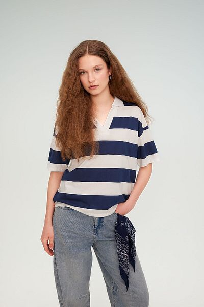 DeFacto Pruhované polo tričko Relaxed Fit – krátký rukáv, počesané C4072ax24sp
