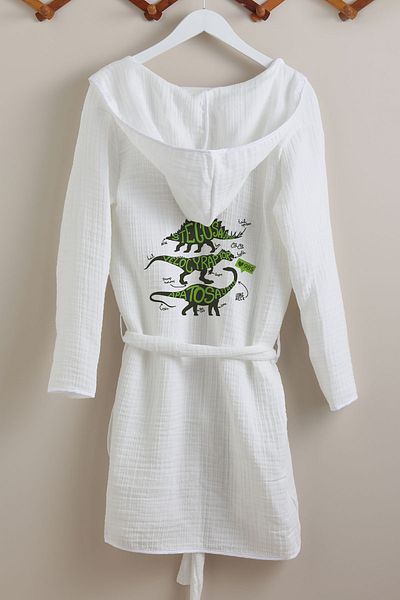 Tuğba Kuğu 4 Layer Muslin Bathrobe - Young Series - Triple Dinosaur