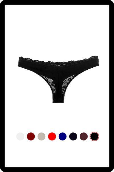 MİSTİRİK Flexible and Soft Patterned Table Model Half Lace Black Panties