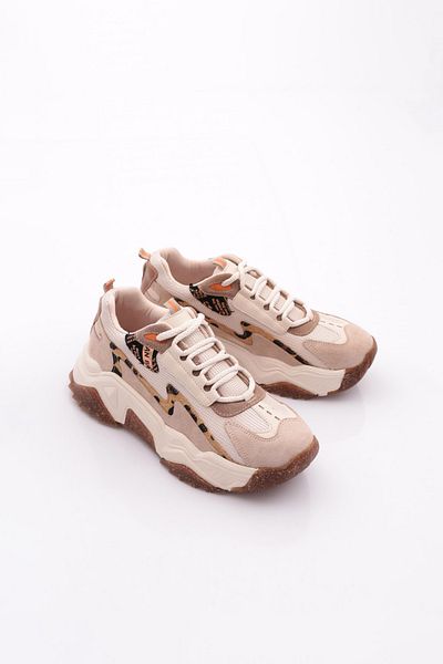 DGN Pantofi sport de damă cu talpă groasă Bej Rose Leopard 762463138