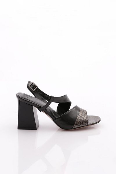 DGN Pantofi cu toc cu bretele încrucișate de damă, crocodil platină 99921033