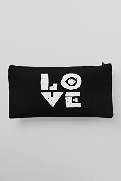 qoeuyl boutique Косметичка з принтом «Love» з кишенею для ручки та гаманцем