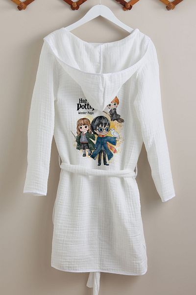 Tuğba Kuğu 4 Layer Muslin Bathrobe - Cartoon Series - Harry Potter And Friends