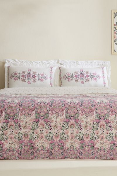 Karaca Home Set cuvertură dublă Arney 100% bumbac roz