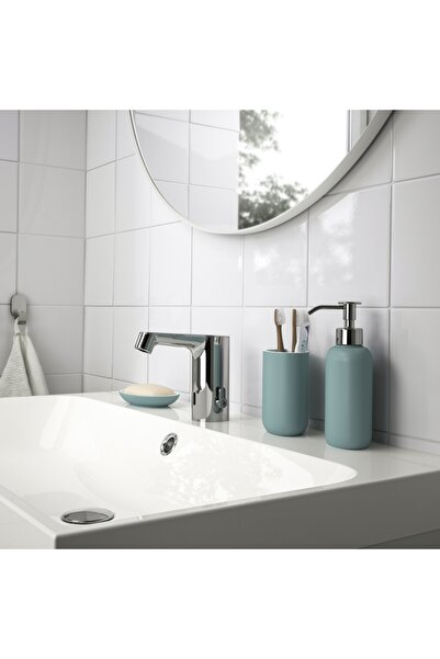 IKEA EKOLN Soap Dish Light Grey-Turquoise – Stylish Stoneware Bathroom Accessory (13x9 cm)