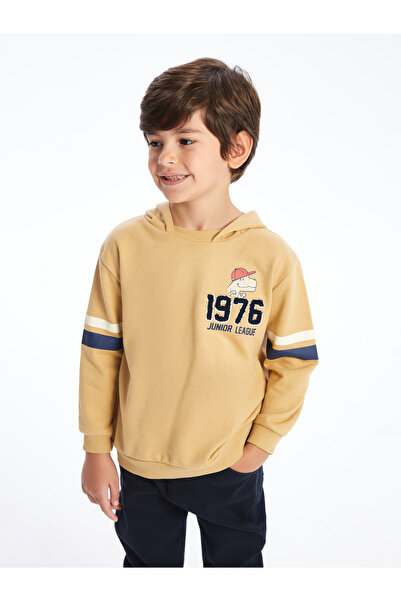 LC Waikiki Hooded Long Sleeve Printed Boys' Zipper Sweatshirt