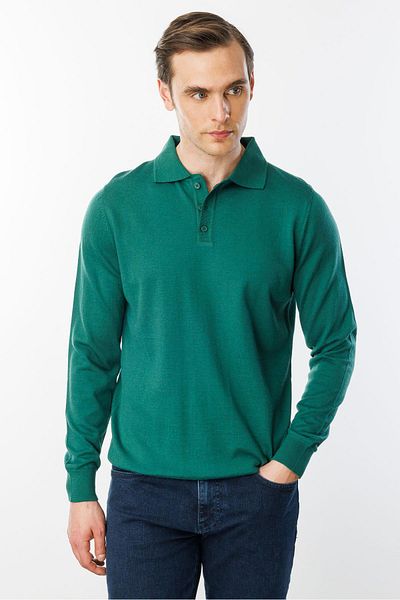 Desen Triko Men's Basic Polo Neck Slim Knitwear Sweater Ö.Başı