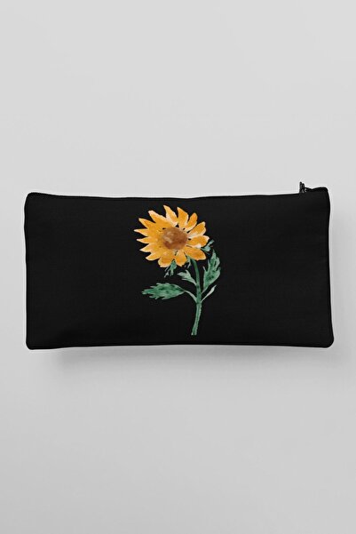 qoeuyl boutique طقم حامل قلم ومحفظة من القماش المطبوع عليه عباد الشمس