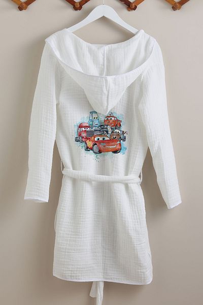Tuğba Kuğu 4 Layer Muslin Bathrobe - Cartoon Series - Lightning Mcqueen And Friends