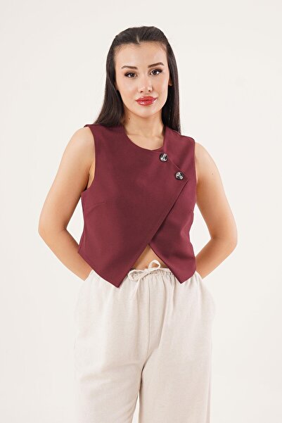 Hipo Trend Double Button Cross Model Claret Red Vest