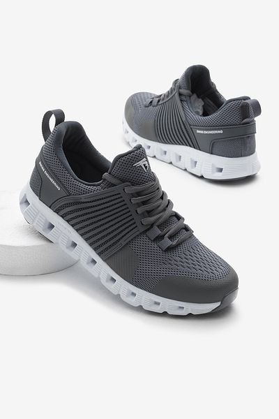 Tonny Black Αθλητικά παπούτσια Unisex Smoked Design Thermo Sole ριγέ αναπνεύσιμο ύφασμα με κορδόνια