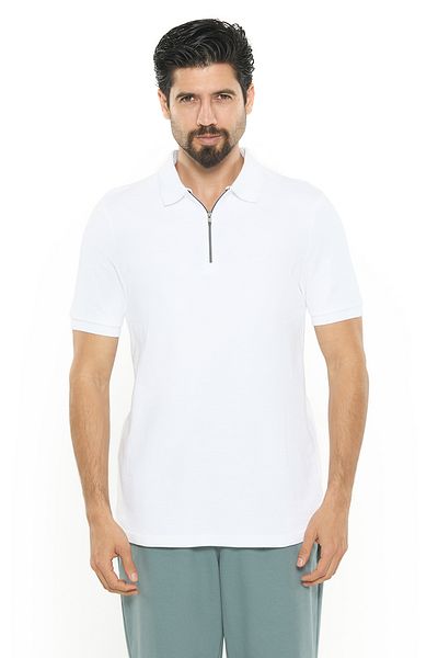 Nautica Men's White Short Sleeve Zip Polo Shirt, Stylish Lightweight Knit for Sophisticated Summer Style