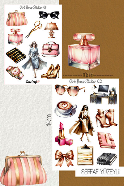 SelisCraft Girl Boss Temalı Şeffaf Sticker Seti 01-02 Ajanda Planlayıcı Bulle...