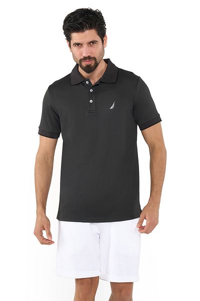 Nautica Men's Cotton Blend Black Polo T-Shirt – Classic Essential for Casual Look