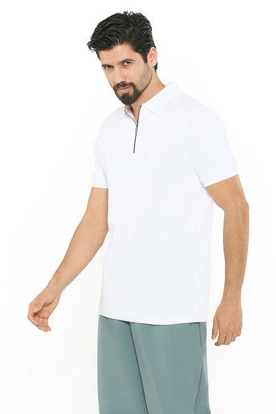 Nautica Men's White Short Sleeve Zip Polo Shirt, Stylish Lightweight Knit for Sophisticated Summer Style